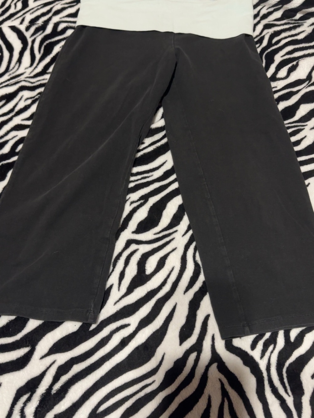 PINK Victoria's Secret Black Capri with light green/mint Waistband